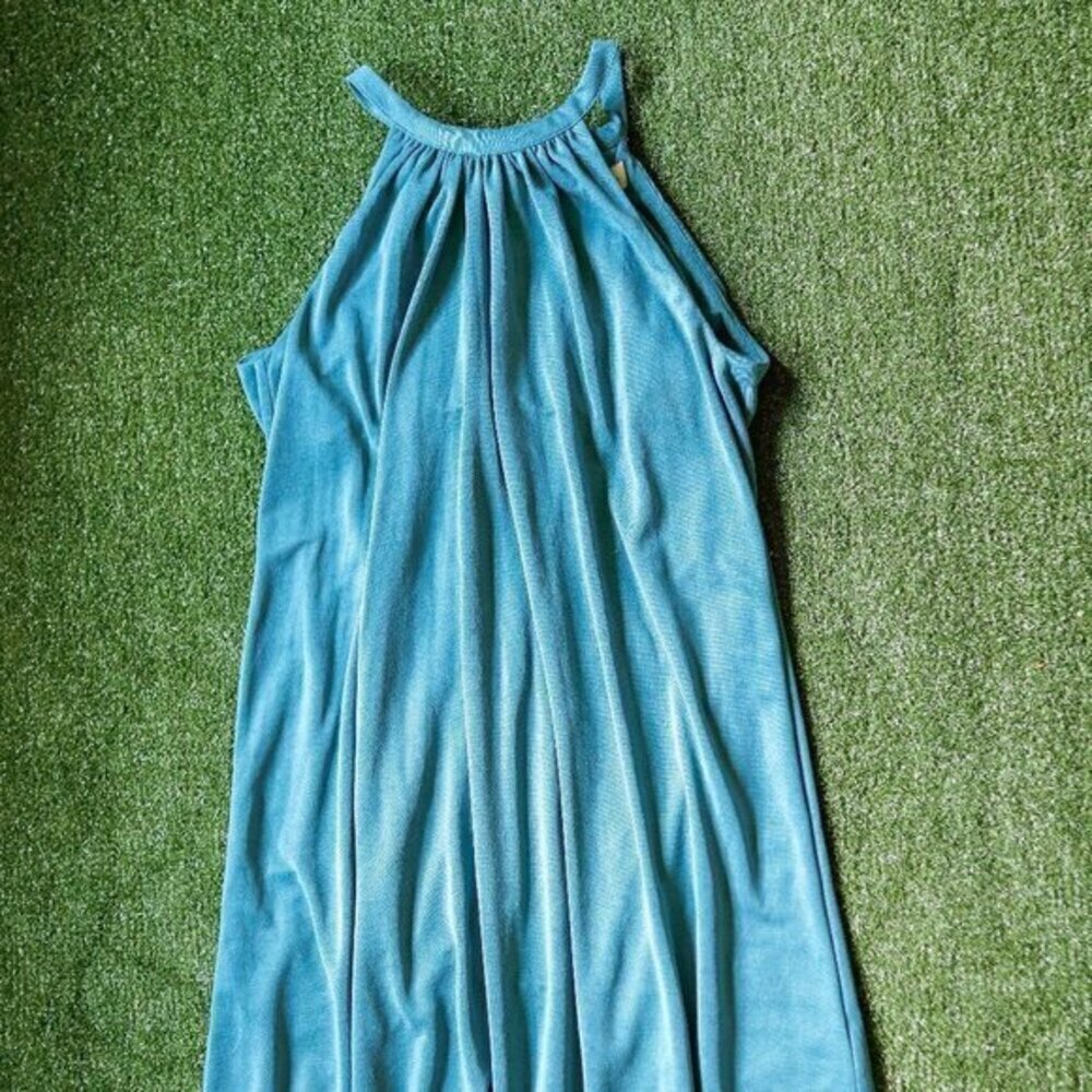 Delia + Cleo Teal High Neck Dress